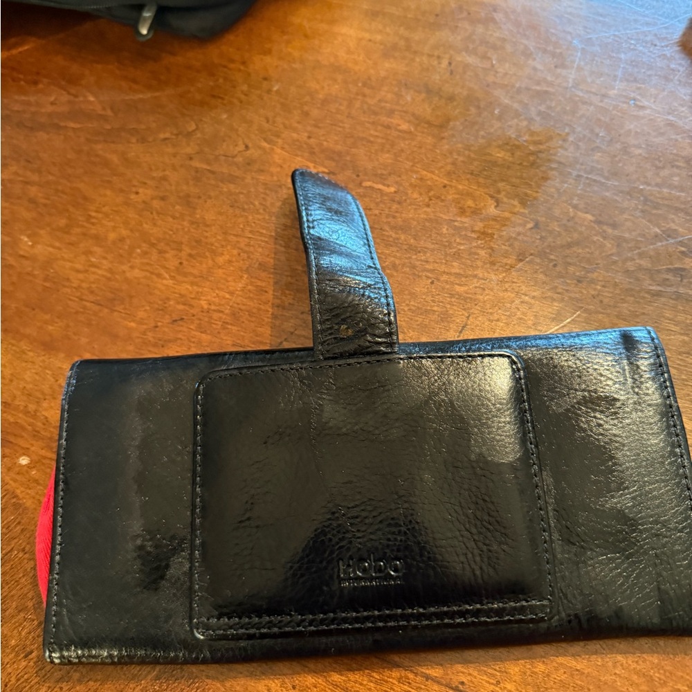 Black Hobo Wallet Clutch with Red Interior